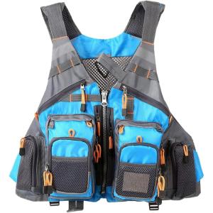 imageFlygo Fly Fishing Vests Multi Pocket Waistcoat Adjustable Size Gifts for Men and WomenBlue