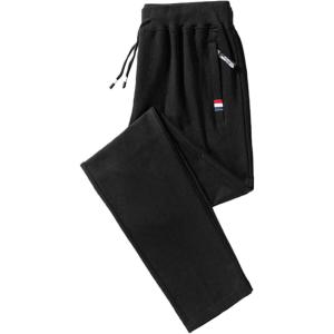 imageFlygo Mens Casual Cotton Joggers Pants Drawstring Workout Active Track SweatpantsBlack