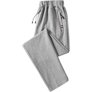 imageFlygo Mens Casual Cotton Joggers Pants Drawstring Workout Active Track SweatpantsLight Grey