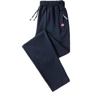 imageFlygo Mens Casual Cotton Joggers Pants Drawstring Workout Active Track SweatpantsNavy
