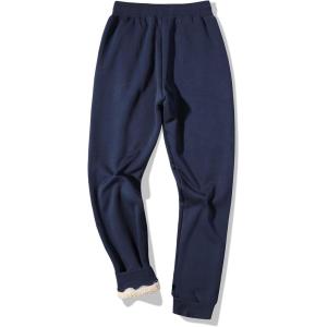 imageFlygo Mens Fleece Pants Sherpa Lined Sweatpants Active Running Jogger PantsNavy