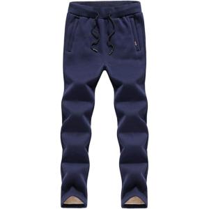 imageFlygo Mens Juniors Fleece Lined Winter Warm Jogger Pants Active Running SweatpantsNavy