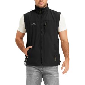 imageFlygo Mens Summer Casual Lightweight Outdoor Work Fishing Photo Travel Utility Vest with Pockets01 Black