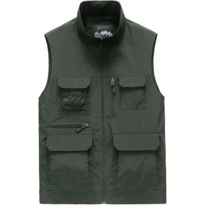 imageFlygo Mens Summer Casual Lightweight Outdoor Work Fishing Photo Travel Utility Vest with Pockets02 Army Green
