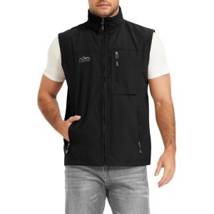 imageFlygo Mens Summer Casual Lightweight Outdoor Work Fishing Photo Travel Utility Vest with PocketsBlack