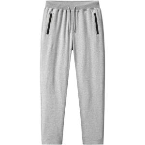 imageFlygo Mens Sweatpants Open Bottom Workout Joggers Pants with Zipper PocketsLight Grey
