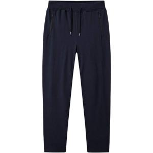 imageFlygo Mens Sweatpants Open Bottom Workout Joggers Pants with Zipper PocketsNavy
