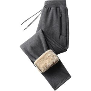 imageFlygo Mens Warm Fleece Joggers Pants Workout Track Sherpa Lined Sweatpants2 Dark Grey