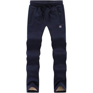 imageFlygo Mens Winter Warm Sherpa Lined Athletic Running Sweatpants Fleece Joggers PantsNavy