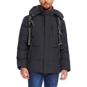 imageFlygo Puffer Jacket Men Down Jackets Winter Coats Waterproof Thicken Insulated Hooded Quilted Parka Snow JacketDark Grey