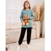 imageFlygo Girls Sherpa Lined Fleece Sweatshirt Crewneck Kids Pullover Thick Thermal Sweater Winter Warm Tunic TopsBeangreen