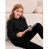imageFlygo Girls Sherpa Lined Fleece Sweatshirt Crewneck Kids Pullover Thick Thermal Sweater Winter Warm Tunic TopsBlack