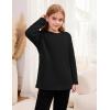 imageFlygo Girls Sherpa Lined Fleece Sweatshirt Crewneck Kids Pullover Thick Thermal Sweater Winter Warm Tunic TopsBlack