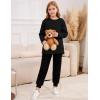 imageFlygo Girls Sherpa Lined Fleece Sweatshirt Crewneck Kids Pullover Thick Thermal Sweater Winter Warm Tunic TopsBlack