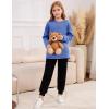 imageFlygo Girls Sherpa Lined Fleece Sweatshirt Crewneck Kids Pullover Thick Thermal Sweater Winter Warm Tunic TopsBlue