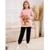 imageFlygo Girls Sherpa Lined Fleece Sweatshirt Crewneck Kids Pullover Thick Thermal Sweater Winter Warm Tunic TopsPink