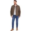 imageFlygo Mens Flannel Lined Denim Jacket Snap Cowboy Cut Western Classic Slim Fit Vintage Heavy Duty Jacket Trucker CoatBrown