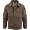 imageFlygo Mens Flannel Lined Denim Jacket Snap Cowboy Cut Western Classic Slim Fit Vintage Heavy Duty Jacket Trucker CoatBrown