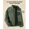 imageFlygo Mens Flannel Lined Denim Jacket Snap Cowboy Cut Western Classic Slim Fit Vintage Heavy Duty Jacket Trucker CoatGreen