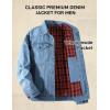 imageFlygo Mens Flannel Lined Denim Jacket Snap Cowboy Cut Western Classic Slim Fit Vintage Heavy Duty Jacket Trucker CoatLightblue