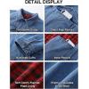 imageFlygo Mens Flannel Lined Denim Jacket Snap Cowboy Cut Western Classic Slim Fit Vintage Heavy Duty Jacket Trucker CoatLightblue