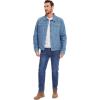 imageFlygo Mens Flannel Lined Denim Jacket Snap Cowboy Cut Western Classic Slim Fit Vintage Heavy Duty Jacket Trucker CoatLightblue