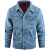 imageFlygo Mens Flannel Lined Denim Jacket Snap Cowboy Cut Western Classic Slim Fit Vintage Heavy Duty Jacket Trucker CoatLightblue