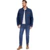 imageFlygo Mens Flannel Lined Denim Jacket Snap Cowboy Cut Western Classic Slim Fit Vintage Heavy Duty Jacket Trucker CoatNavyblue