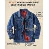 imageFlygo Mens Flannel Lined Denim Jacket Snap Cowboy Cut Western Classic Slim Fit Vintage Heavy Duty Jacket Trucker CoatNavyblue