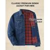 imageFlygo Mens Flannel Lined Denim Jacket Snap Cowboy Cut Western Classic Slim Fit Vintage Heavy Duty Jacket Trucker CoatNavyblue