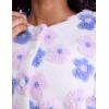 imageFlygo Womens Cropped Floral Print Bomber Jacket Warm Fleece Varsity Jacket Casual Button Down Puff Sleeve Coat OuterwearPurple Pink