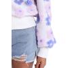 imageFlygo Womens Cropped Floral Print Bomber Jacket Warm Fleece Varsity Jacket Casual Button Down Puff Sleeve Coat OuterwearPurple Pink