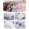 imageFlygo Womens Cropped Floral Print Bomber Jacket Warm Fleece Varsity Jacket Casual Button Down Puff Sleeve Coat OuterwearPurple Pink