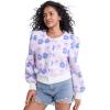 imageFlygo Womens Cropped Floral Print Bomber Jacket Warm Fleece Varsity Jacket Casual Button Down Puff Sleeve Coat OuterwearPurple Pink