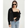 imageFlygo Womens Fashion Cropped Jacket Corduroy Button Down Shirt Shacket Jackets Lightweight Spring Jackets 2025 TrendyBlack