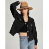 imageFlygo Womens Fashion Cropped Jacket Corduroy Button Down Shirt Shacket Jackets Lightweight Spring Jackets 2025 TrendyBlack