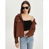 imageFlygo Womens Fashion Cropped Jacket Corduroy Button Down Shirt Shacket Jackets Lightweight Spring Jackets 2025 TrendyBrown