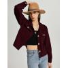 imageFlygo Womens Fashion Cropped Jacket Corduroy Button Down Shirt Shacket Jackets Lightweight Spring Jackets 2025 TrendyBurgundy