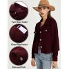 imageFlygo Womens Fashion Cropped Jacket Corduroy Button Down Shirt Shacket Jackets Lightweight Spring Jackets 2025 TrendyBurgundy