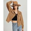 imageFlygo Womens Fashion Cropped Jacket Corduroy Button Down Shirt Shacket Jackets Lightweight Spring Jackets 2025 TrendyCamel