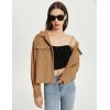 imageFlygo Womens Fashion Cropped Jacket Corduroy Button Down Shirt Shacket Jackets Lightweight Spring Jackets 2025 TrendyCamel