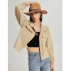 imageFlygo Womens Fashion Cropped Jacket Corduroy Button Down Shirt Shacket Jackets Lightweight Spring Jackets 2025 TrendyKhaki