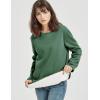 imageFlygo Womens Winter Warm Sherpa Lined Fleece Crewneck Sweatshirt Pullover Loungewear Tunic TopsDusty Green