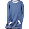 imageFlygo Girls Sherpa Lined Fleece Sweatshirt Crewneck Kids Pullover Thick Thermal Sweater Winter Warm Tunic TopsBlue