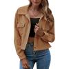 imageFlygo Womens Fashion Cropped Jacket Corduroy Button Down Shirt Shacket Jackets Lightweight Spring Jackets 2025 TrendyCamel