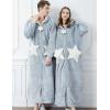 imageFlygo Womens Cute Fleece Robe Zipper Bathrobe Winter Warm Housecoat Nightgown SleepwearStar Blue