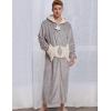 imageFlygo Womens Cute Fleece Robe Zipper Bathrobe Winter Warm Housecoat Nightgown SleepwearStar Grey