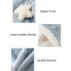 imageFlygo Womens Cute Fleece Robe Zipper Bathrobe Winter Warm Housecoat Nightgown SleepwearStar Grey