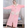 imageFlygo Womens Cute Fleece Robe Zipper Bathrobe Winter Warm Housecoat Nightgown SleepwearStar Pink