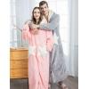 imageFlygo Womens Cute Fleece Robe Zipper Bathrobe Winter Warm Housecoat Nightgown SleepwearStar Pink